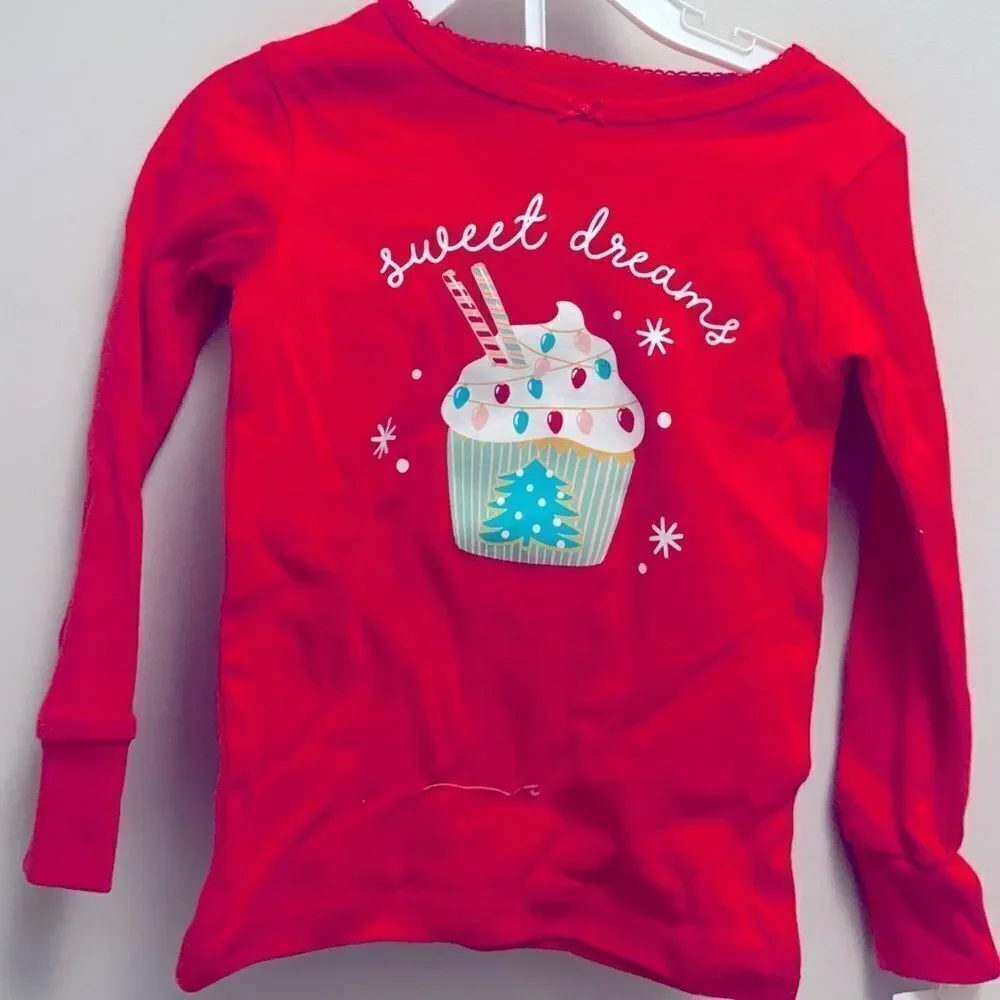 Carter's Toddler Girls Sweet Dreams Holiday Cupcake Fleece Pajamas, 2 Pc Set 2T